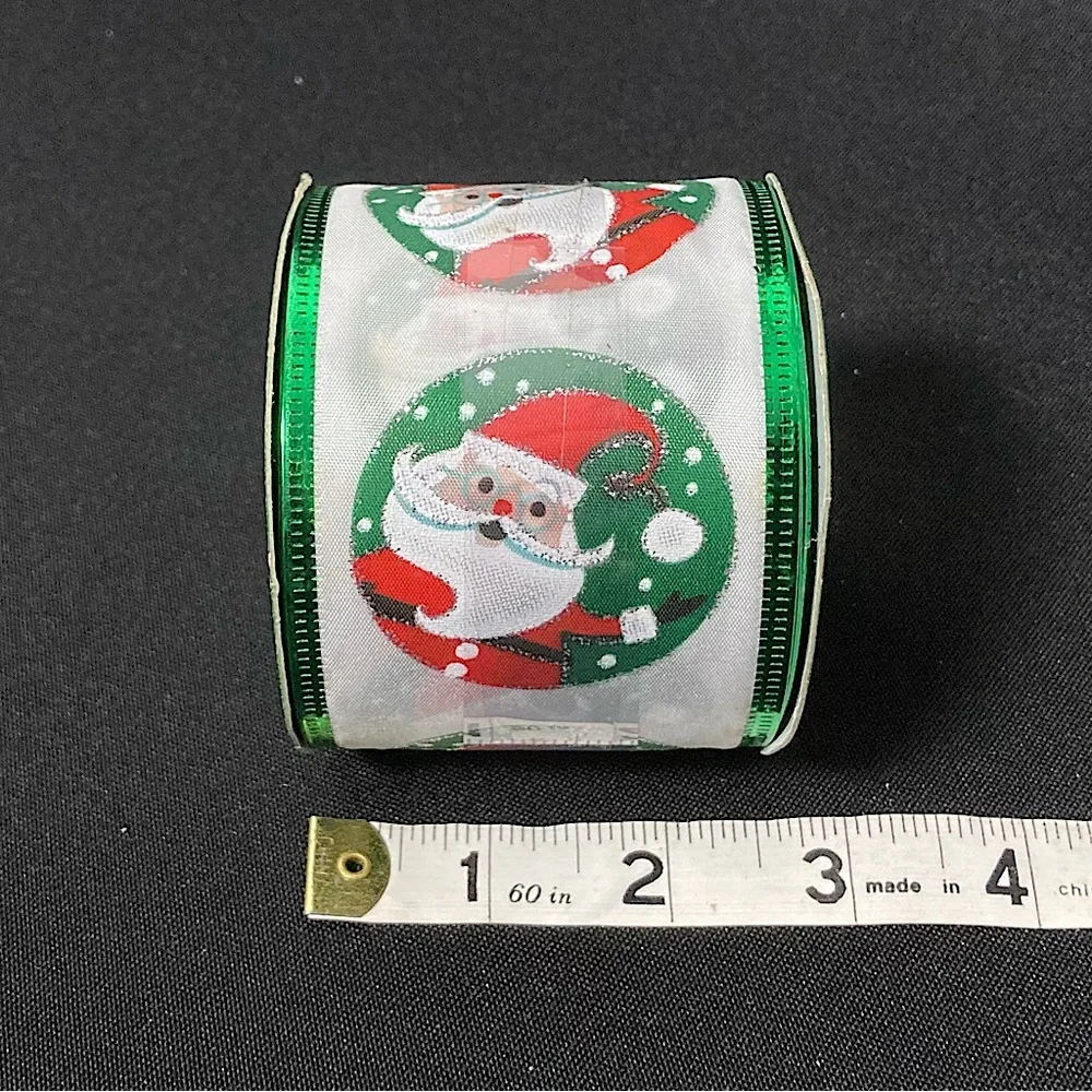 💫 Christmas Santa Clause Wire Edged Craft Ribbon 2.5” x 144”